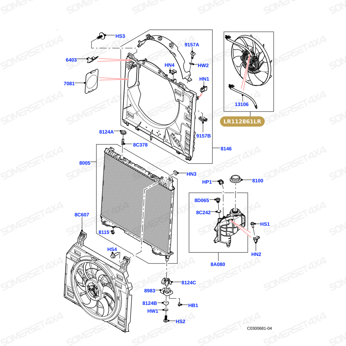 LR112861LR GENUINE LAND ROVER - FAN AND MOTOR