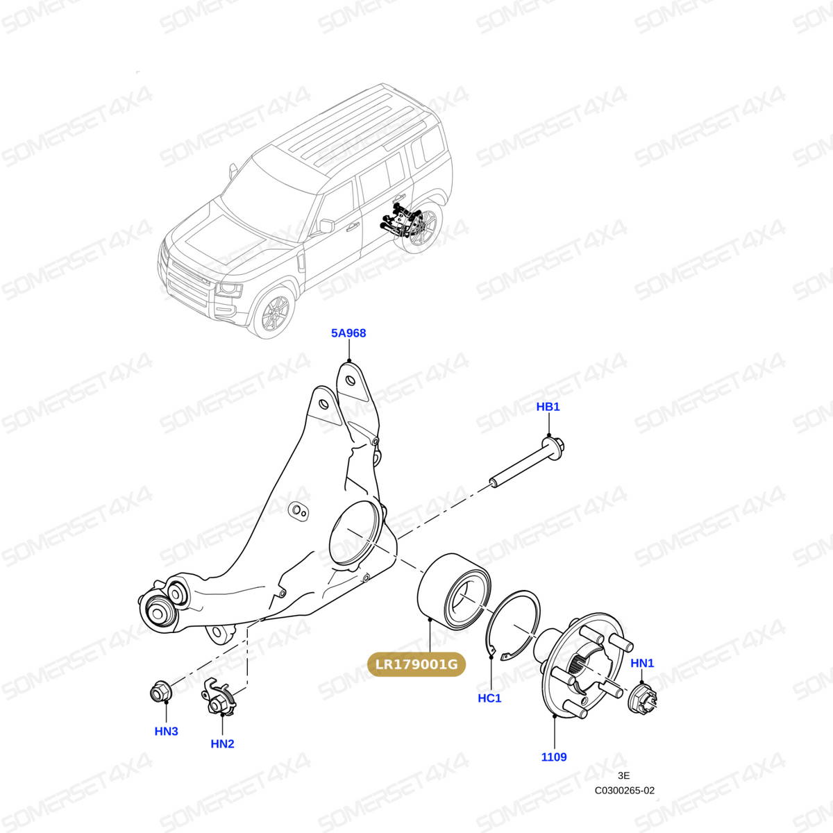LR179001G LAND ROVER - BEARING - WHEEL HUB From SNR