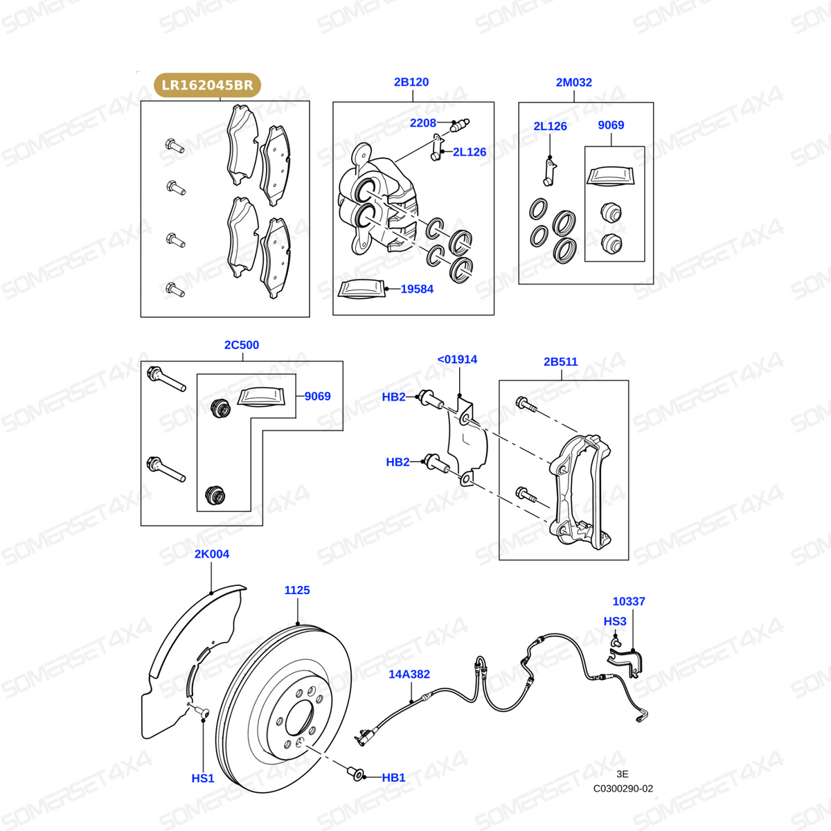 LR162045BR LAND ROVER - KIT - CLAIPER BRAKE PAD From BREMBO