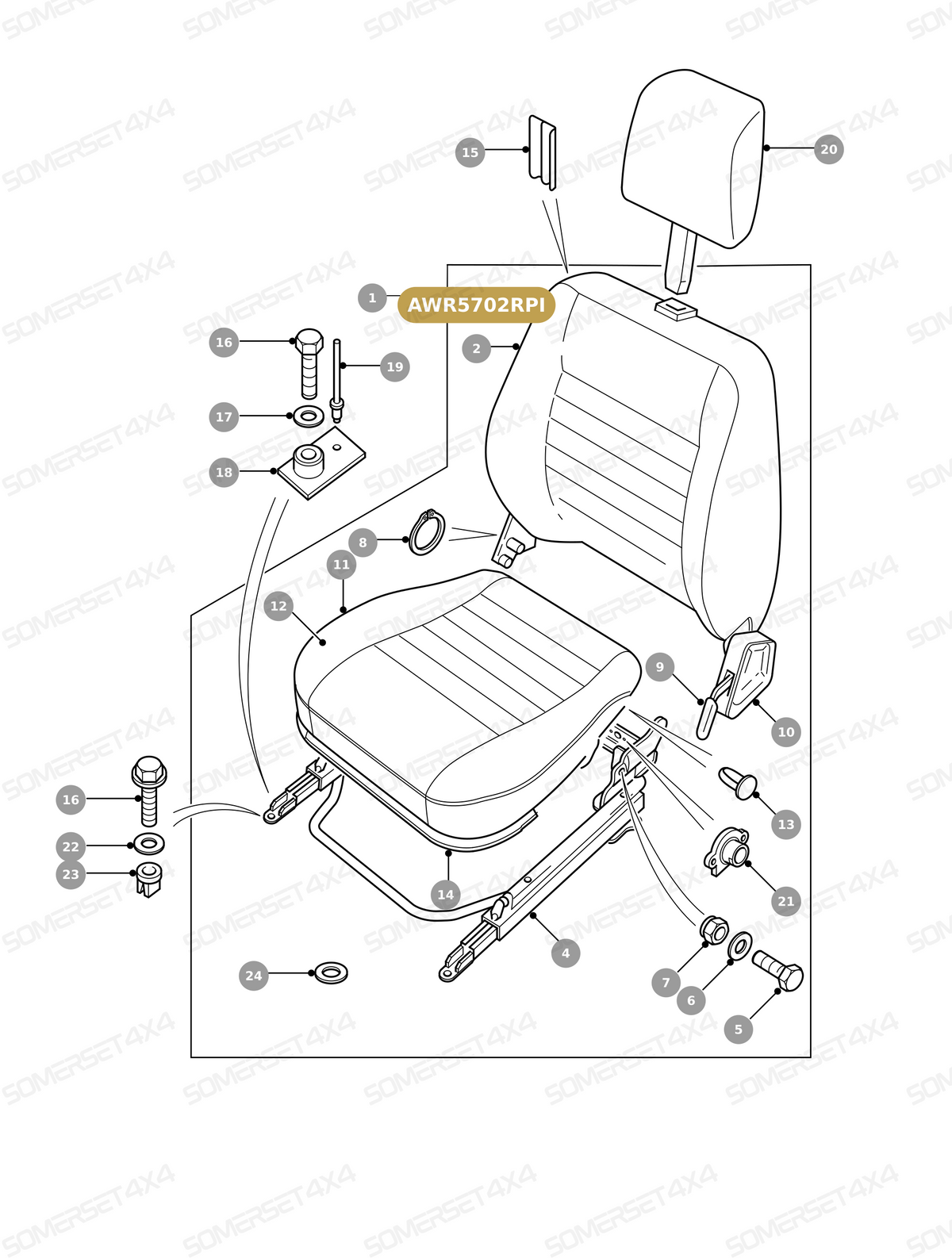 AWR5702RPI LAND ROVER - COVER ASSY - FRONT SEAT BACK - DEF From ALLMAKES