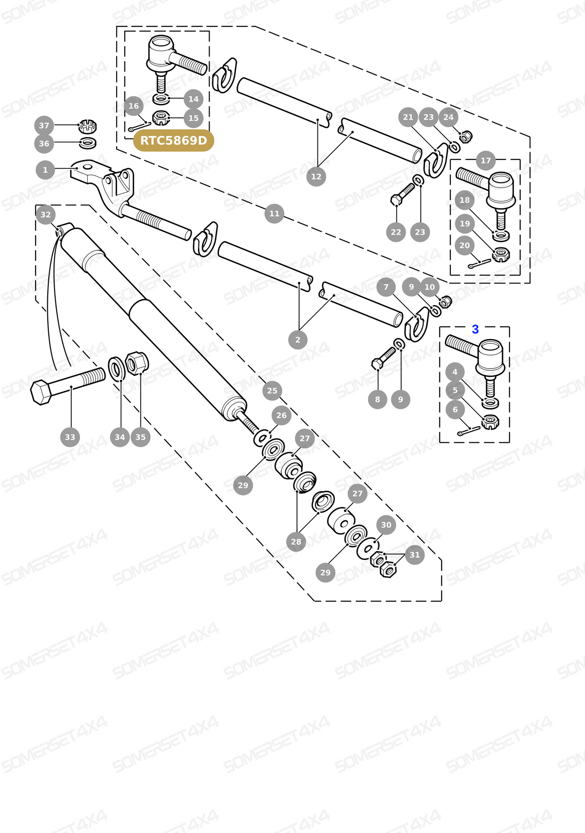RTC5869D LAND ROVER - BALL JOINT FOR TRACK ROD - DRAG LINK AND DAMPERS - RH THREAD From DELPHI