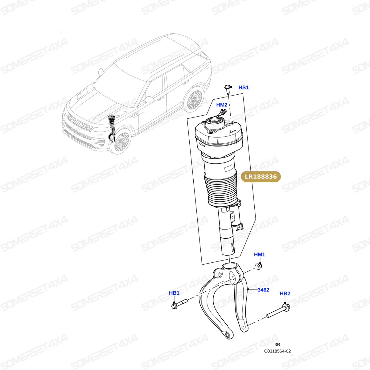 LR188836 LAND ROVER - SHOCK ABSORBER - RH From OEM VIBRACOUSTIC