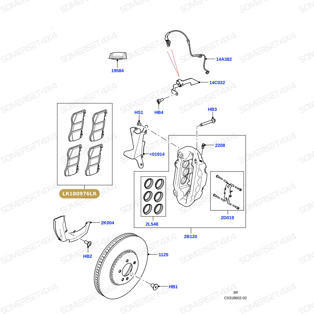 LR180976LR GENUINE LAND ROVER - KIT - CALIPER BRAKE PAD