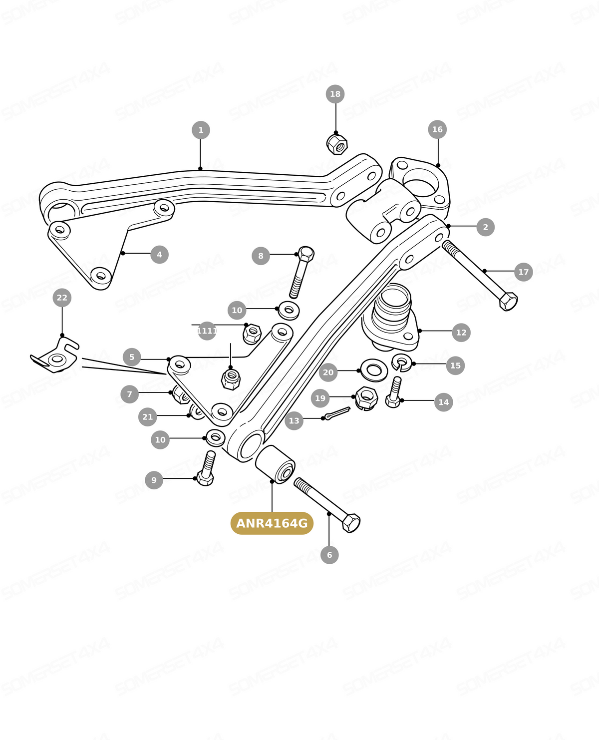ANR4164G LAND ROVER - REAR SUSPENSION UPPER LINK BUSH From PR2 ALLMAKES OE