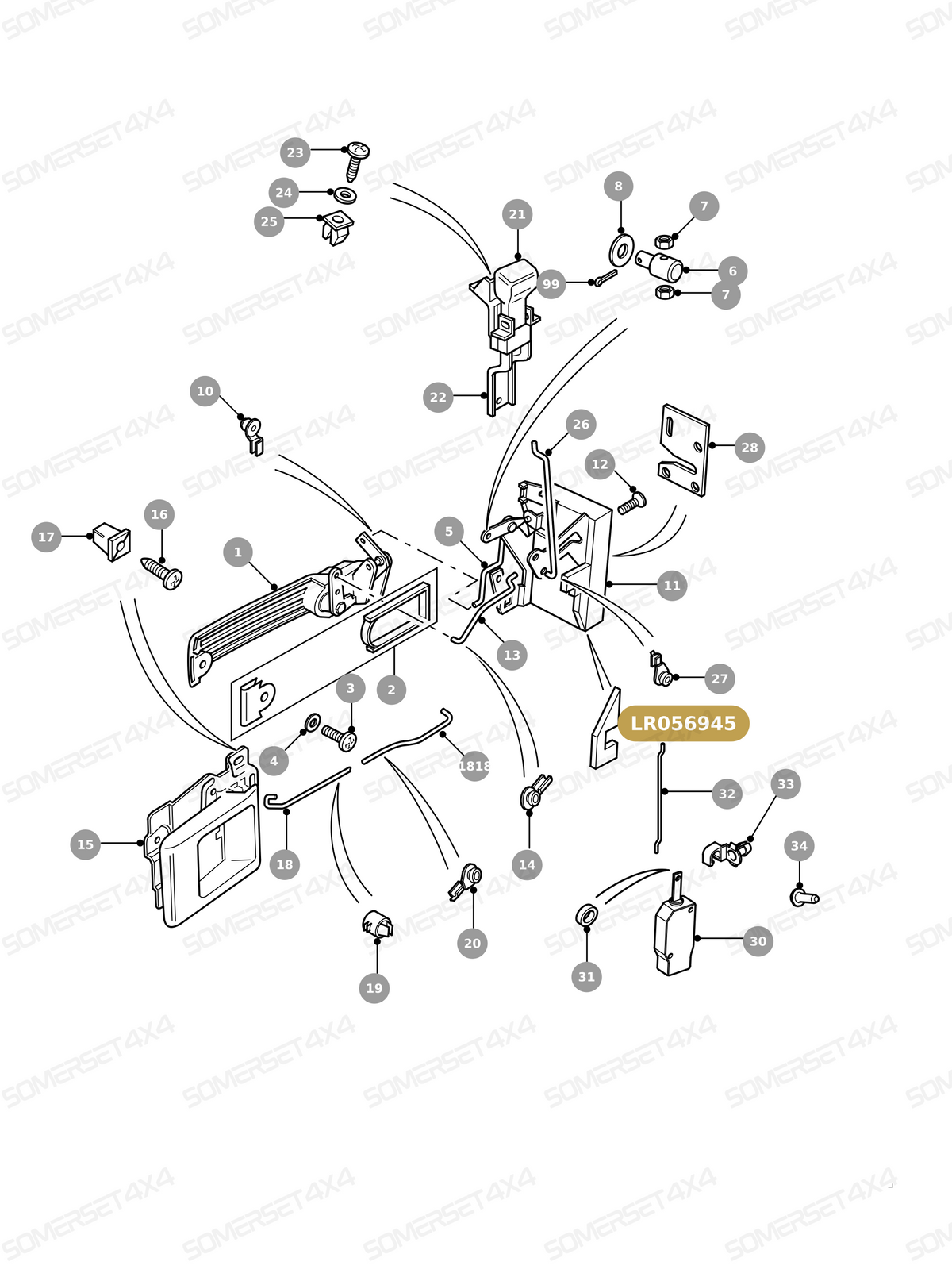 LR056945 LAND ROVER - SEAL - DOOR LOCK From ALLMAKES