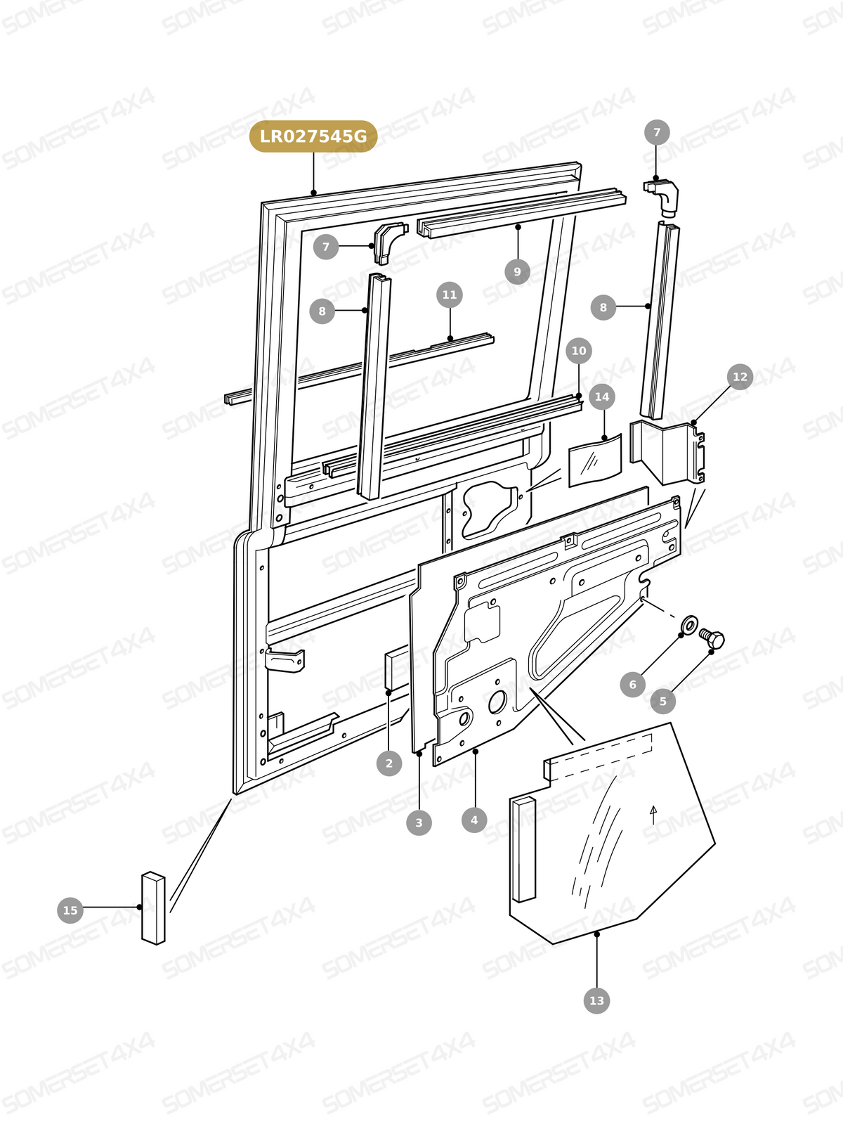 LR027545G LAND ROVER - DOOR - REAR From PR2 ALLMAKES OE