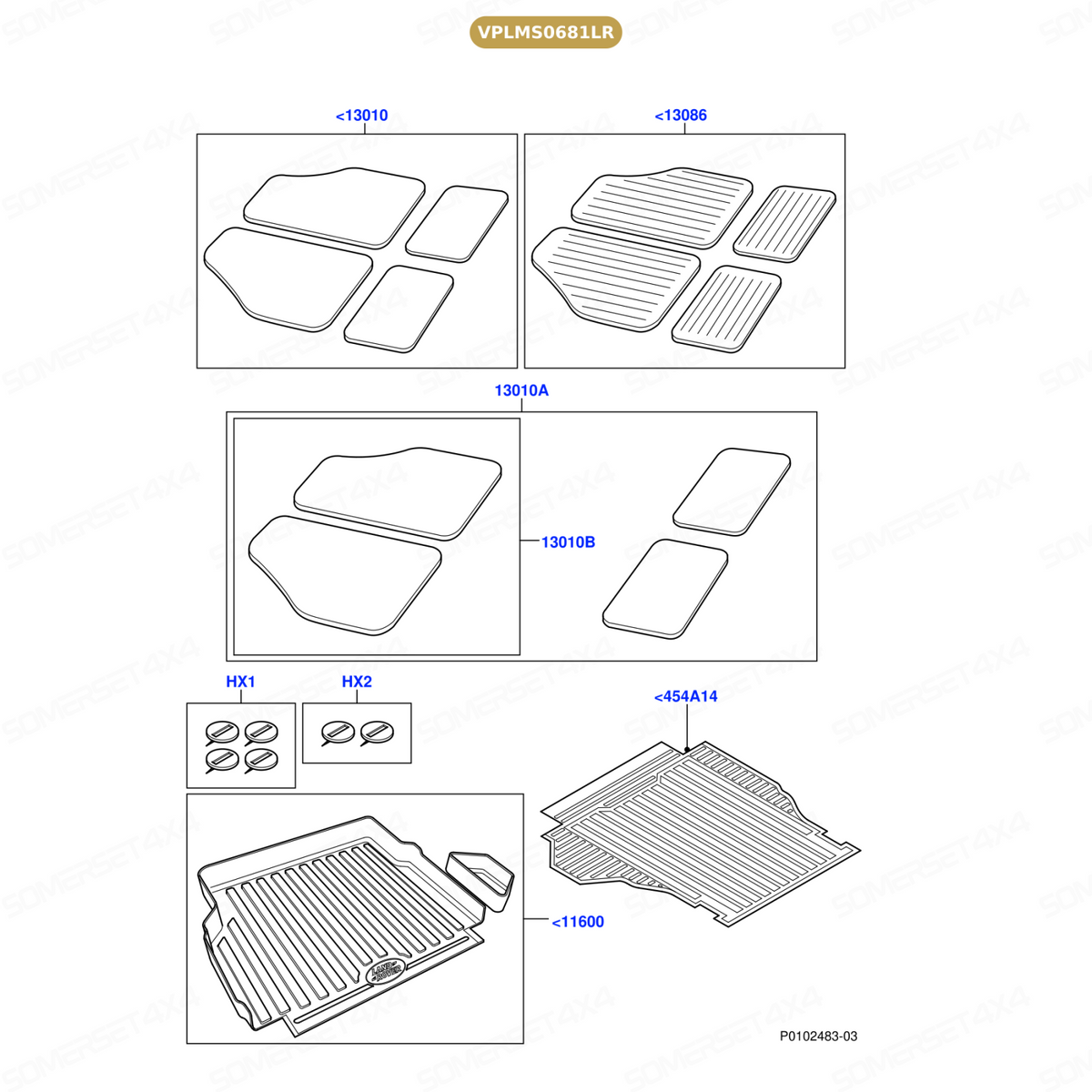 VPLMS0681LR GENUINE LAND ROVER - KIT - FLOOR CONTOUR MAT
