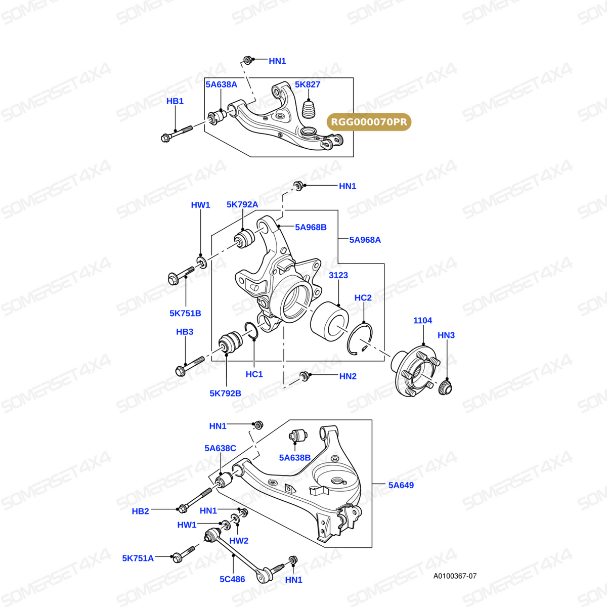 RGG000070PR LAND ROVER - ARM - REAR UPPER LH R3 TO 6A999999 From PROEVO+