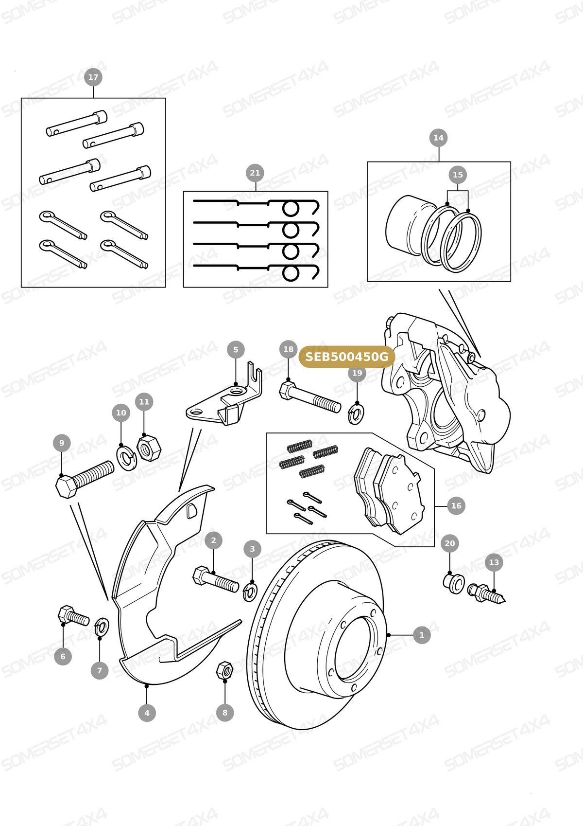 SEB500450G LAND ROVER - CALIPER ASSEMBLY - FRONT BRAKES - LH From AP DRIVELINE