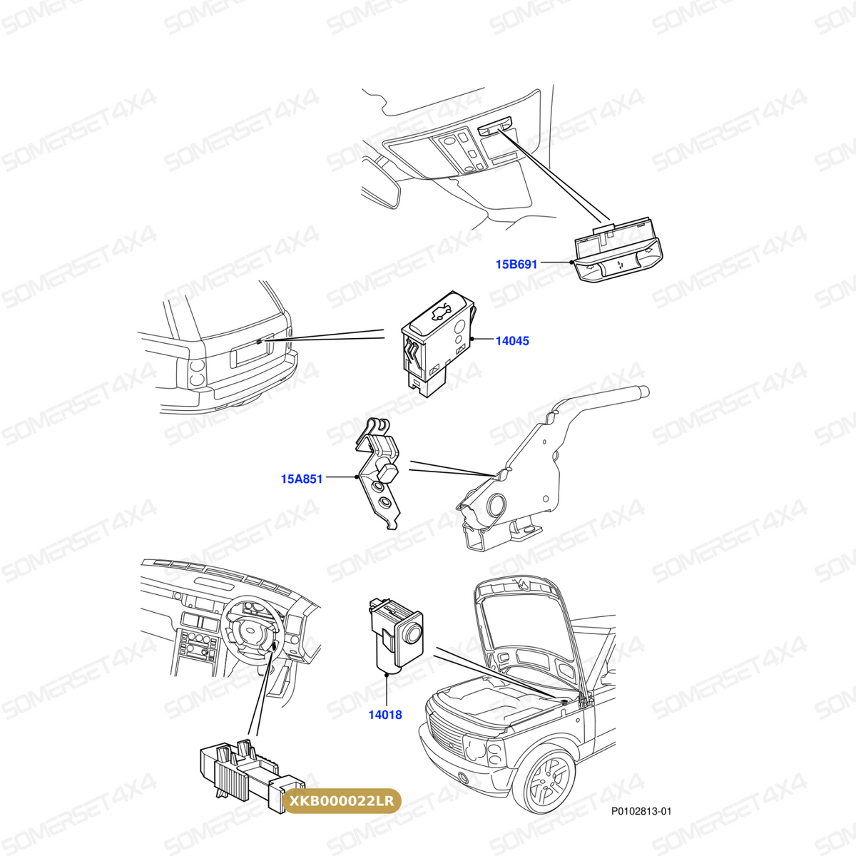 XKB000022LR GENUINE LAND ROVER - SWITCH