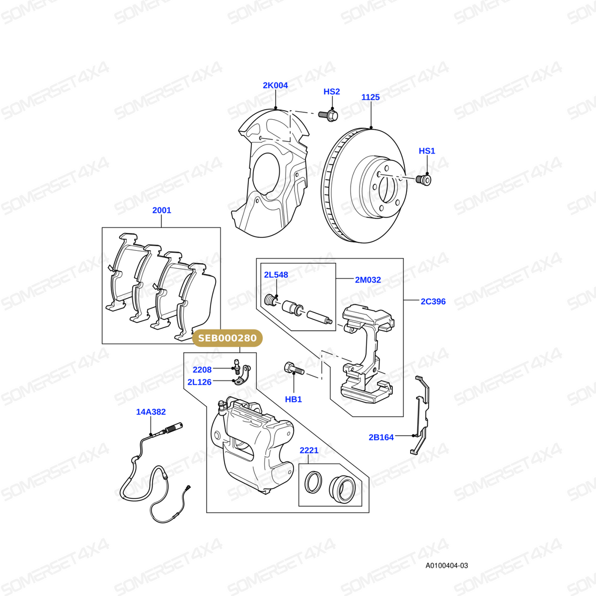 SEB000280 LAND ROVER - CALIPER ASSEMBLY - FRONT BRAKES - RH - LESS ARMOURED From ALLMAKES