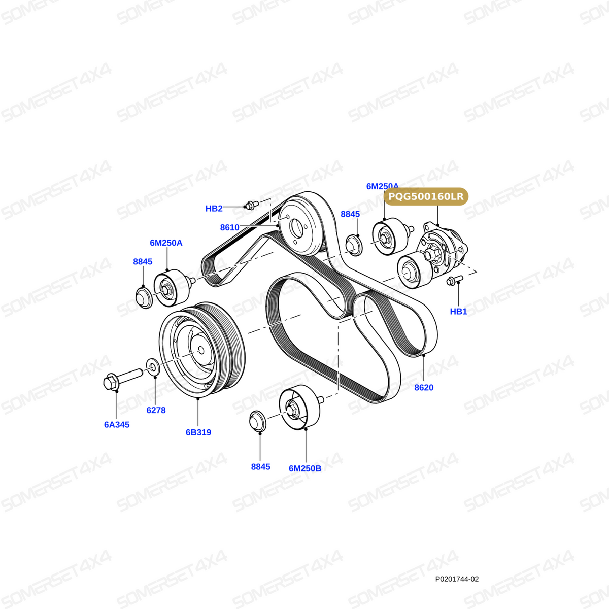 PQG500160LR GENUINE LAND ROVER - TENSIONER - DRIVE BELT
