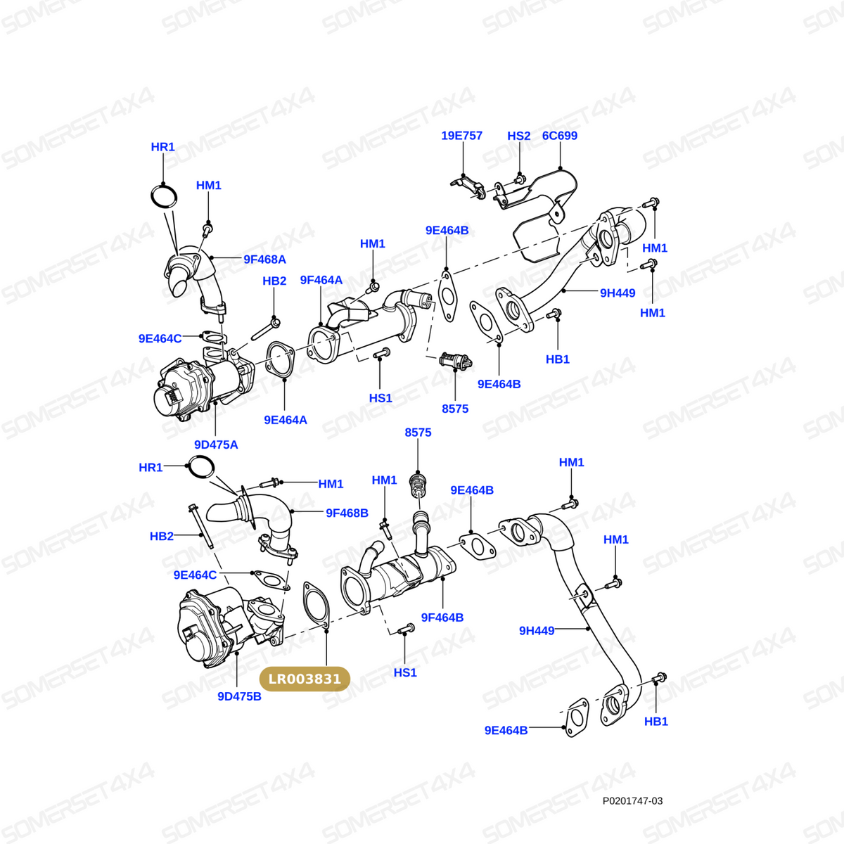 LR003831 LAND ROVER - GASKET-EGR VALVE TO COOLER 3.6D From ALLMAKES