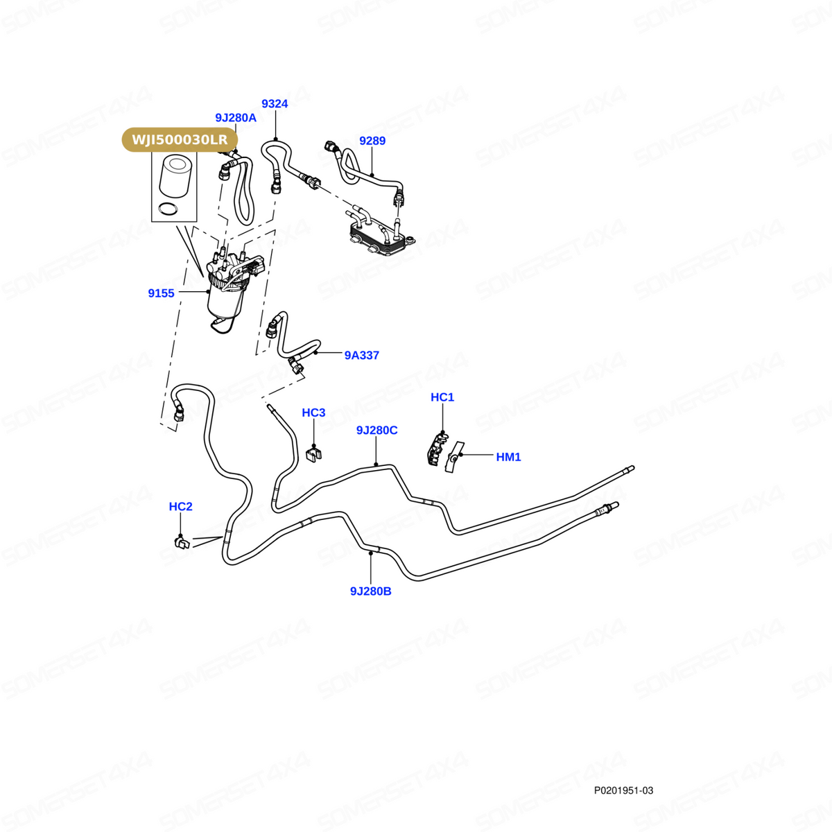 WJI500030LR GENUINE LAND ROVER - ELEMENT - FUEL FILTER