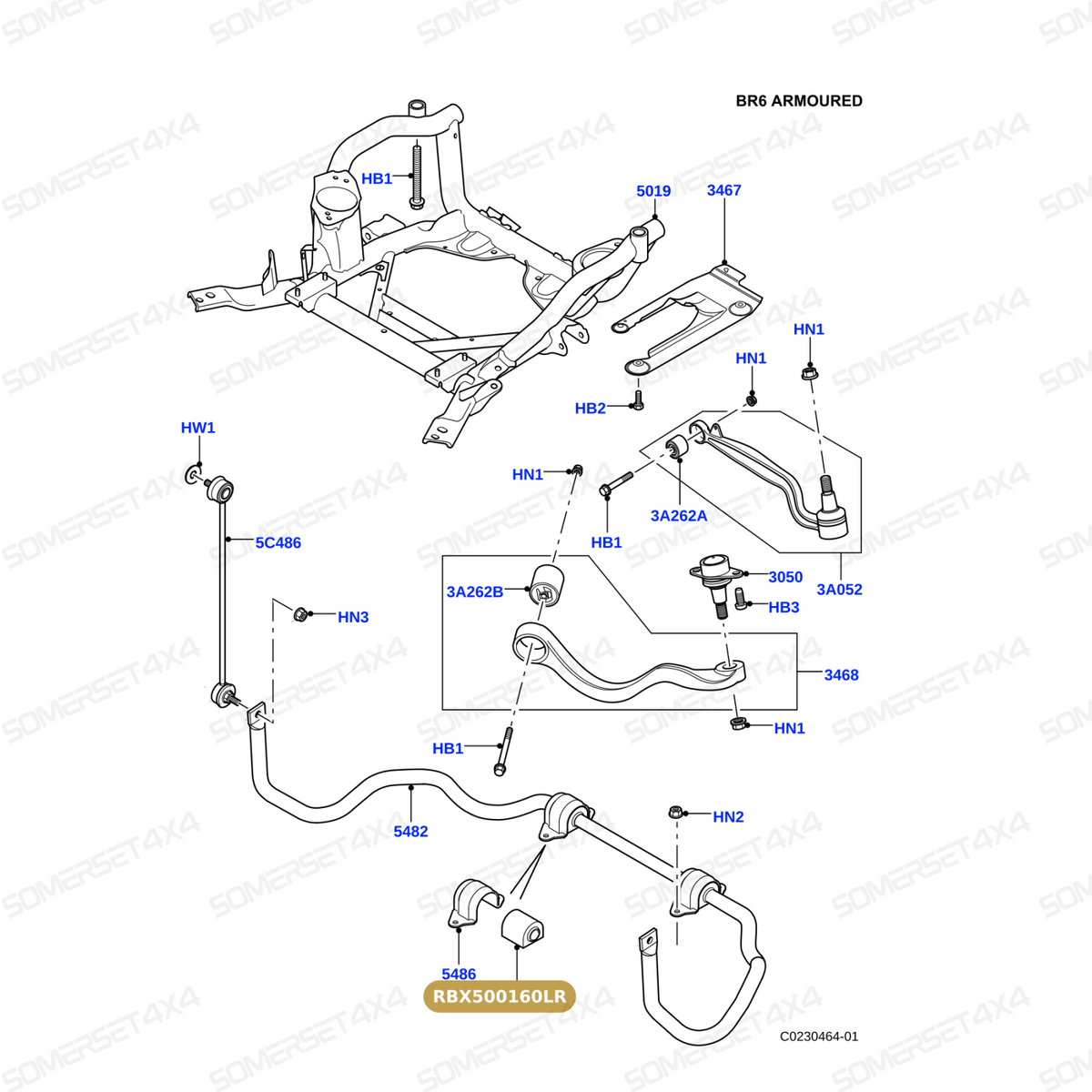 RBX500160LR GENUINE LAND ROVER - BUSH - STABILIZER BAR LINK