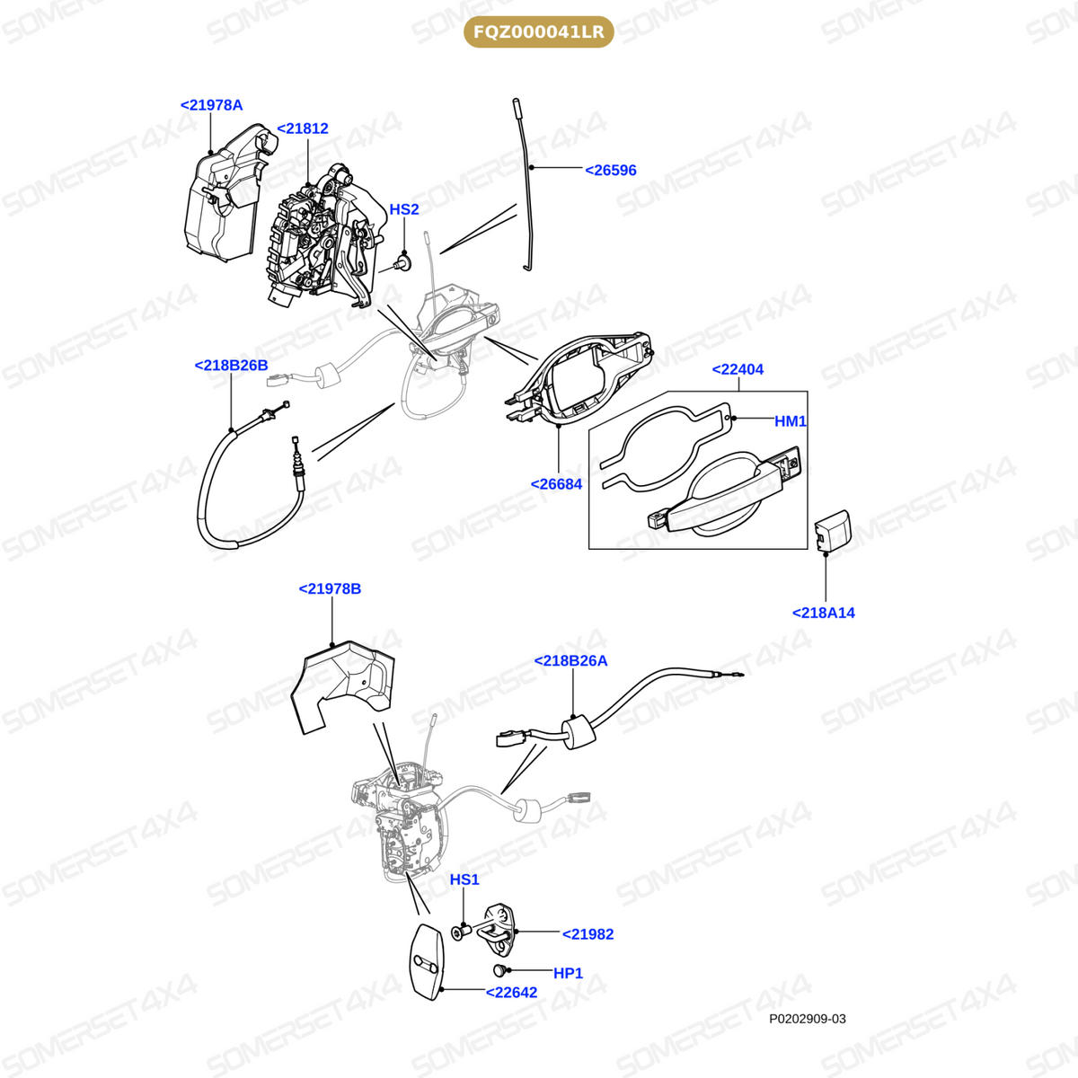 FQZ000041LR GENUINE LAND ROVER - CABLE - DOOR LATCH