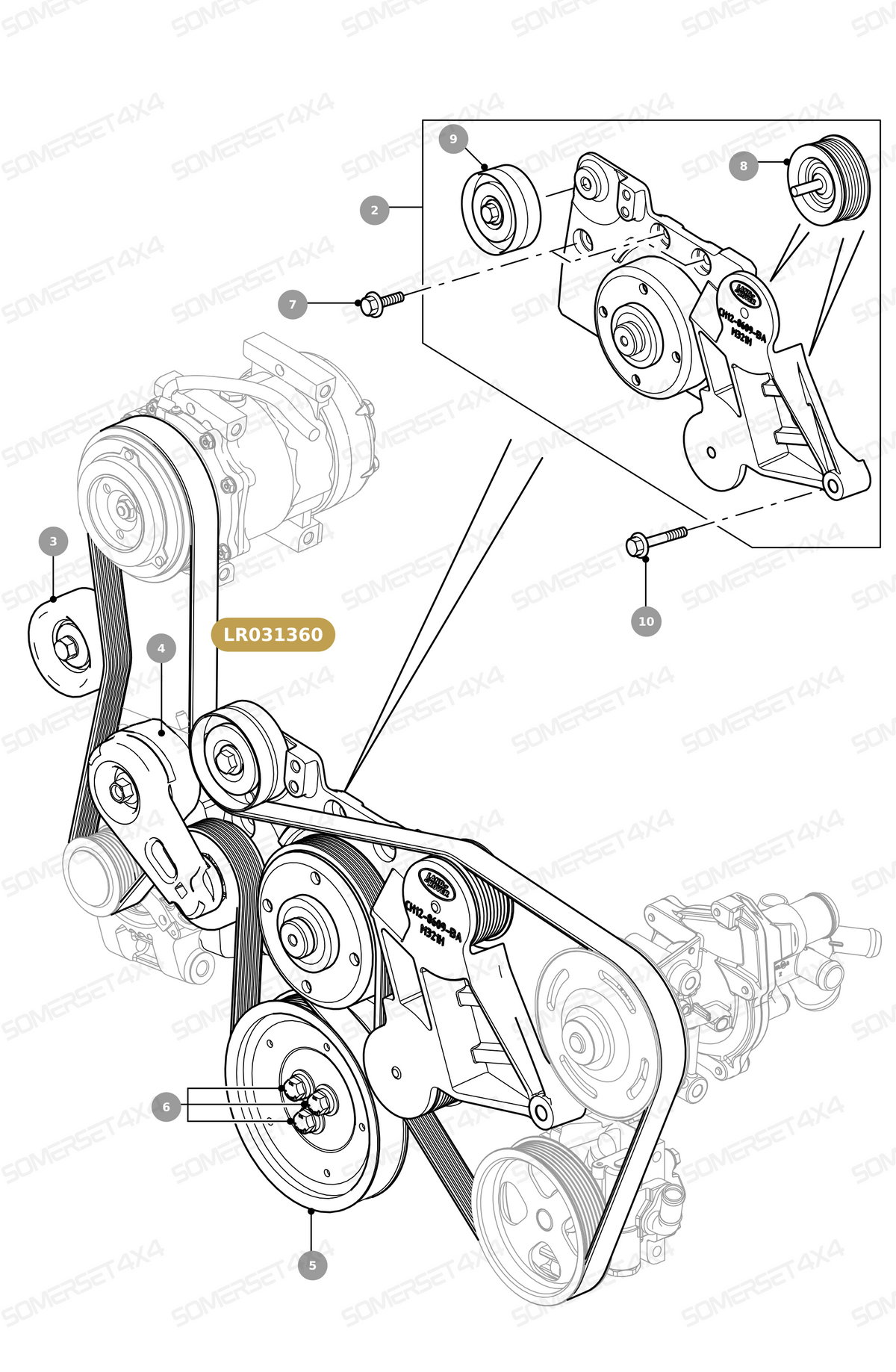 LR031360 LAND ROVER - V BELT From BRITPART