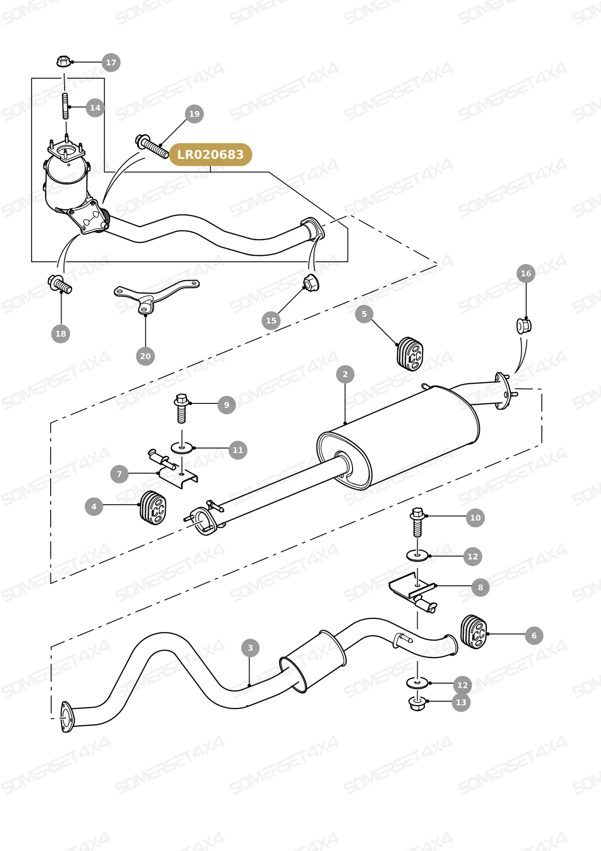 LR020683 LAND ROVER - PIPE - EXHAUST - FRONT From PR2 ALLMAKES