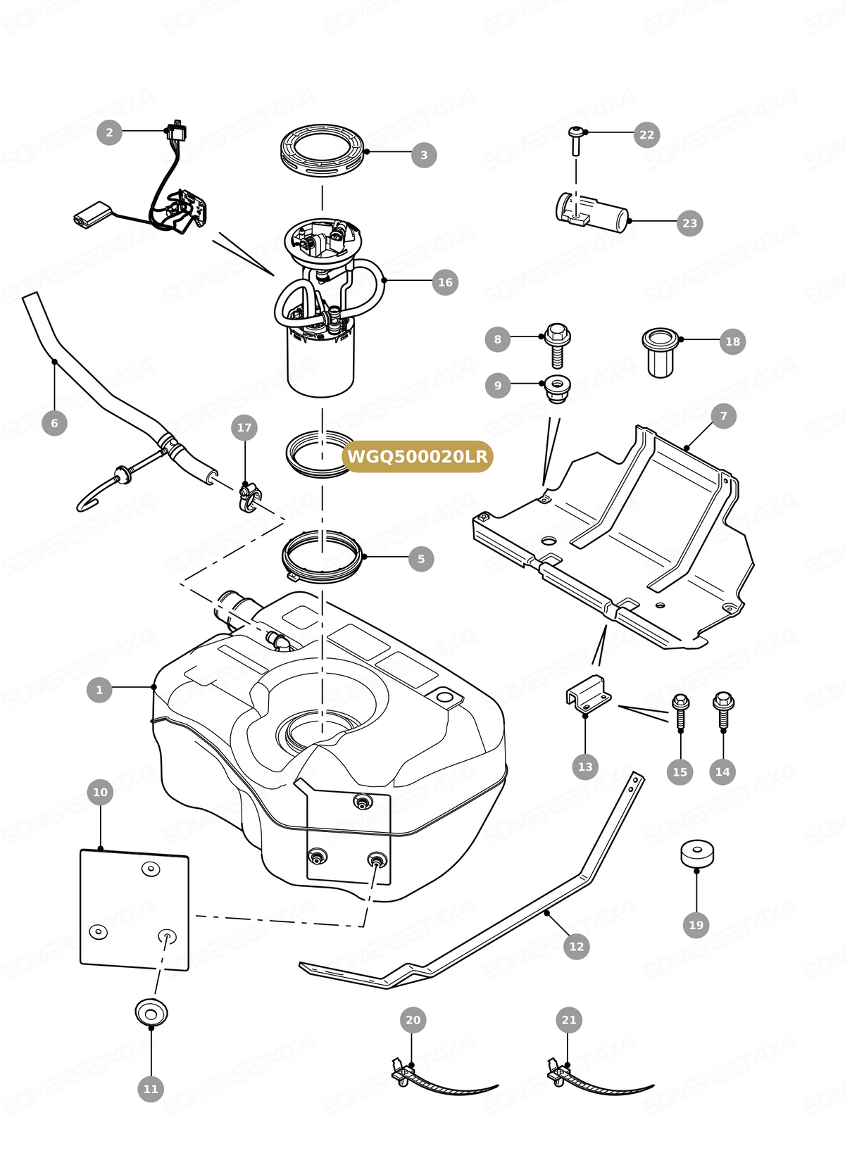WGQ500020LR GENUINE LAND ROVER - Gasket - Fuel Tank Cover