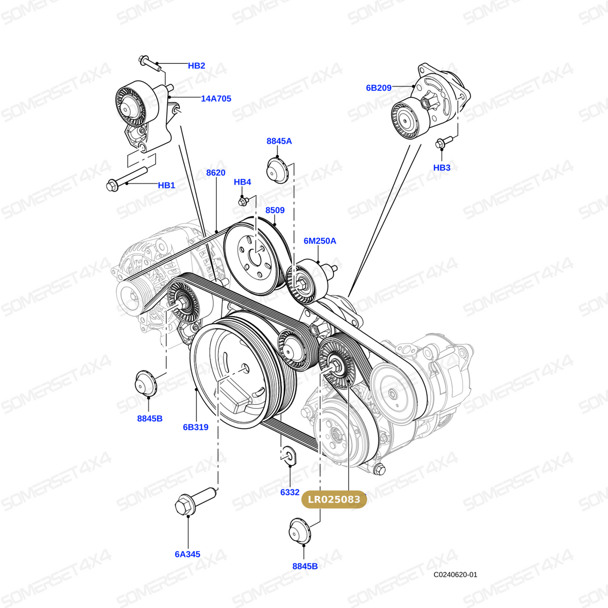 LR025083 LAND ROVER - IDLER ASSY - RR L322 - RR L405 - RRS 14> - TD8 4.4 DIESEL From ALLMAKES