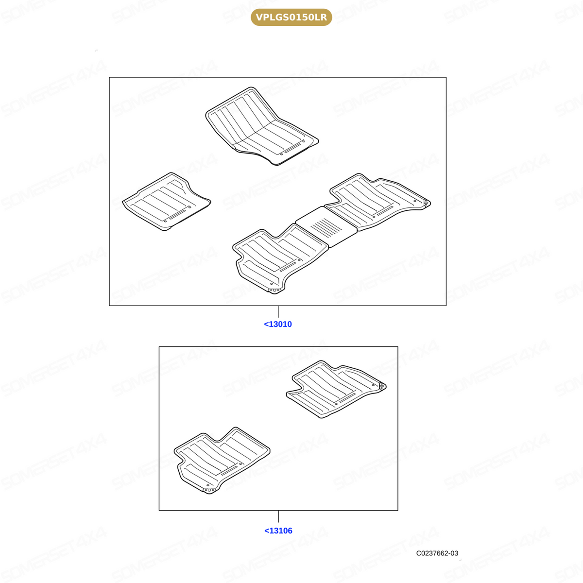 VPLGS0150LR GENUINE LAND ROVER - MATS - FLOOR - RUBBER - SET