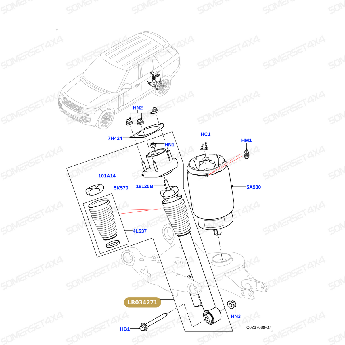 LR034271 LAND ROVER - SHOCK ABSORBER - REAR - LH From DUNLOP