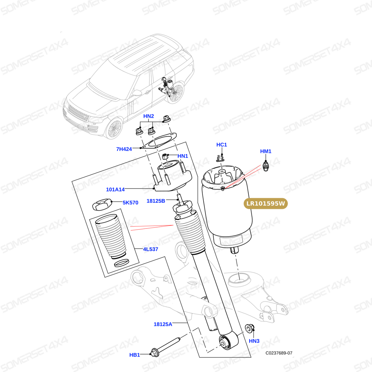 LR101595W LAND ROVER - SPRING - AIR SUSPENSION From BWI