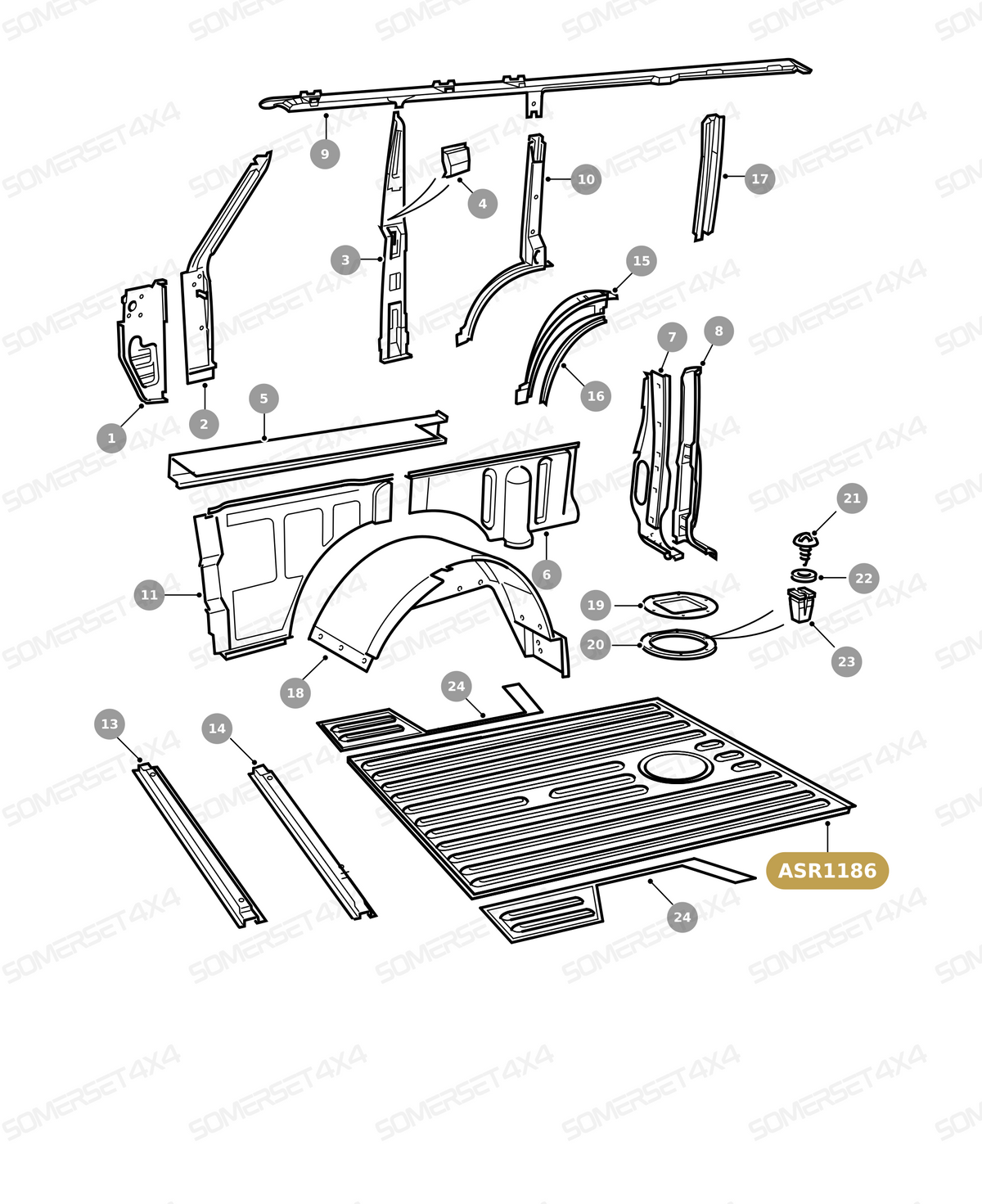 ASR1186 LAND ROVER - PANEL - FLOOR - BODY PANELS - BOOT - CENTRE From ALLMAKES