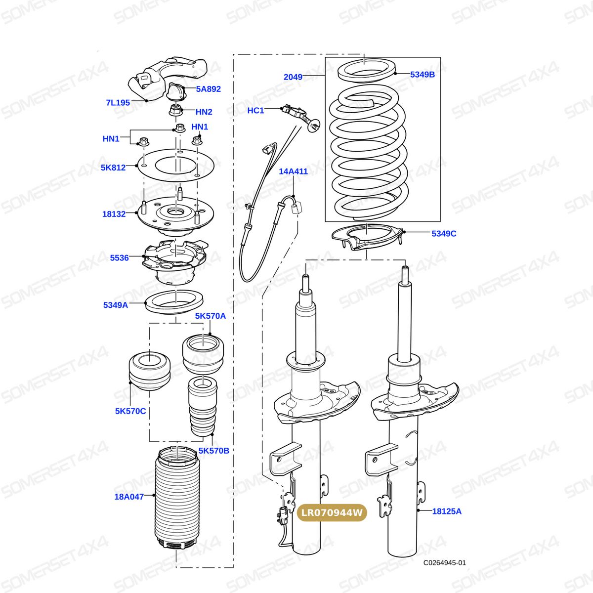 LR070944W LAND ROVER - SHOCK ABSORBER - REAR - RH From BWI