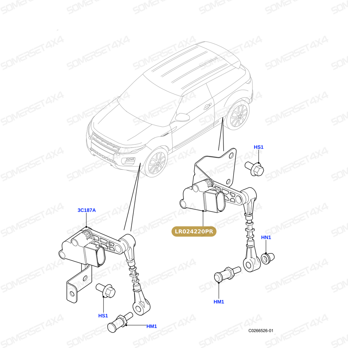 LR024220PR LAND ROVER - SENSOR - RIDE HEIGHT - AIR SUSPENSION From PROEVO+
