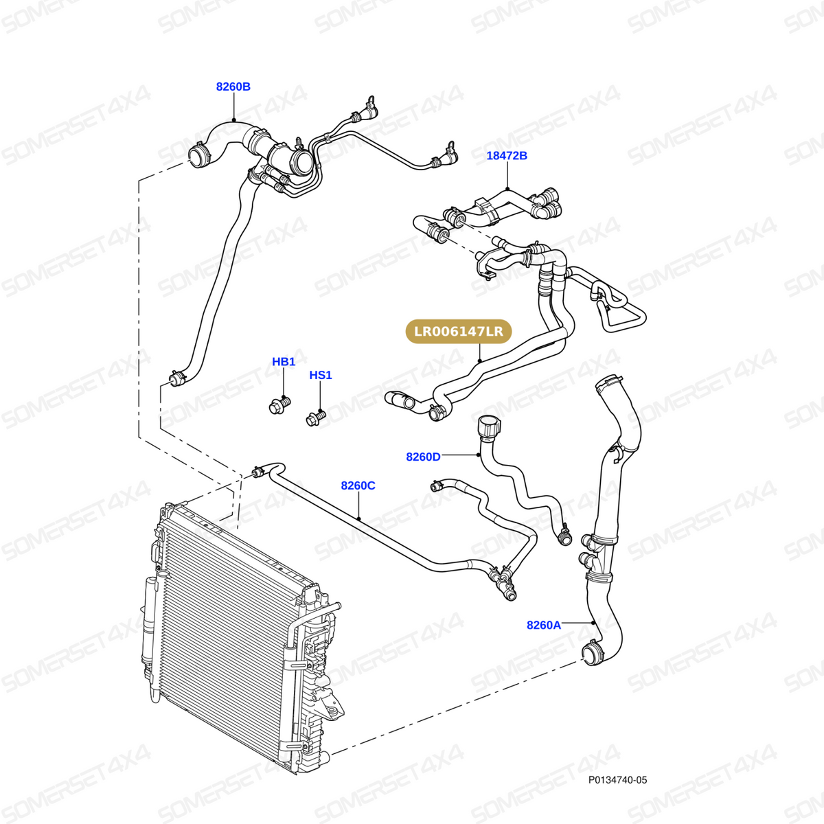 LR006147LR GENUINE LAND ROVER - HOSE - HEATER WATER