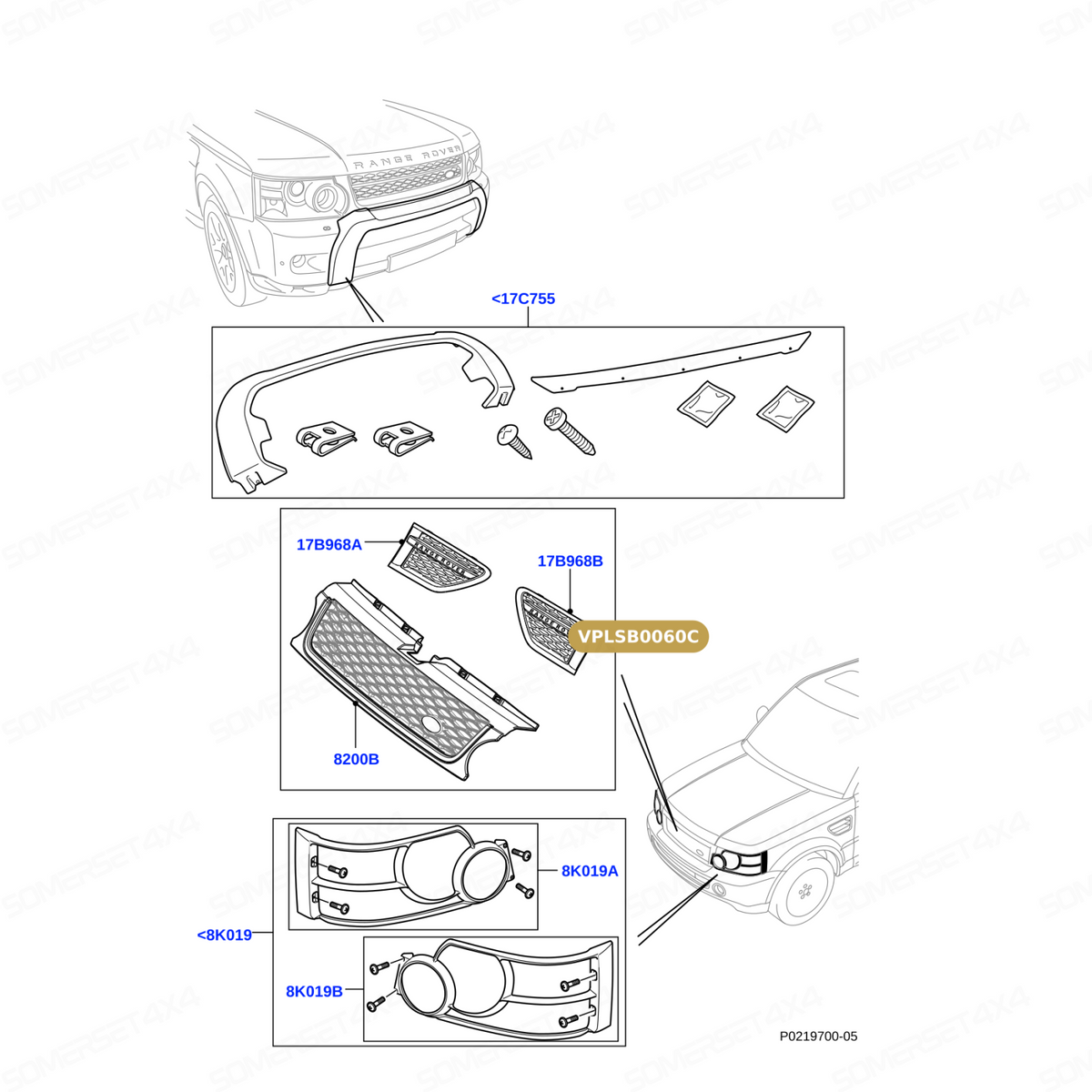 VPLSB0060 FRONT GRILLE ASSY From ALLMAKES