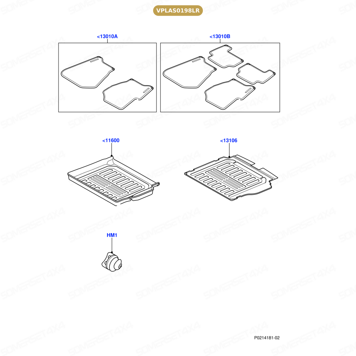 VPLAS0198LR GENUINE LAND ROVER - MATS - FLOOR - RUBBER - SET