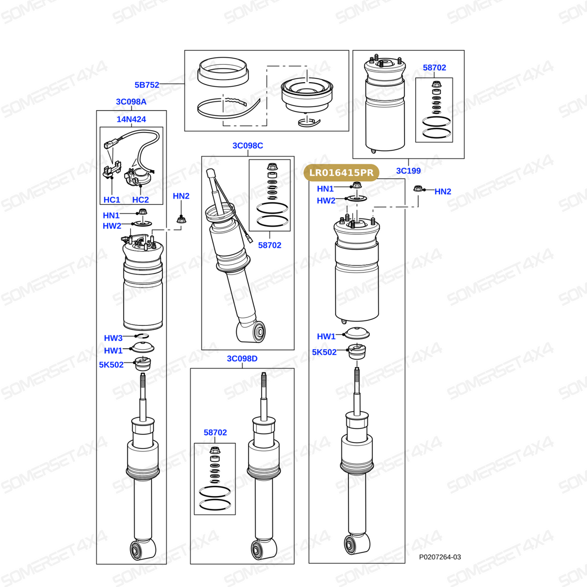 LR016415PR LAND ROVER - SHOCK ABSORBER & AIR SPRING From PROEVO+
