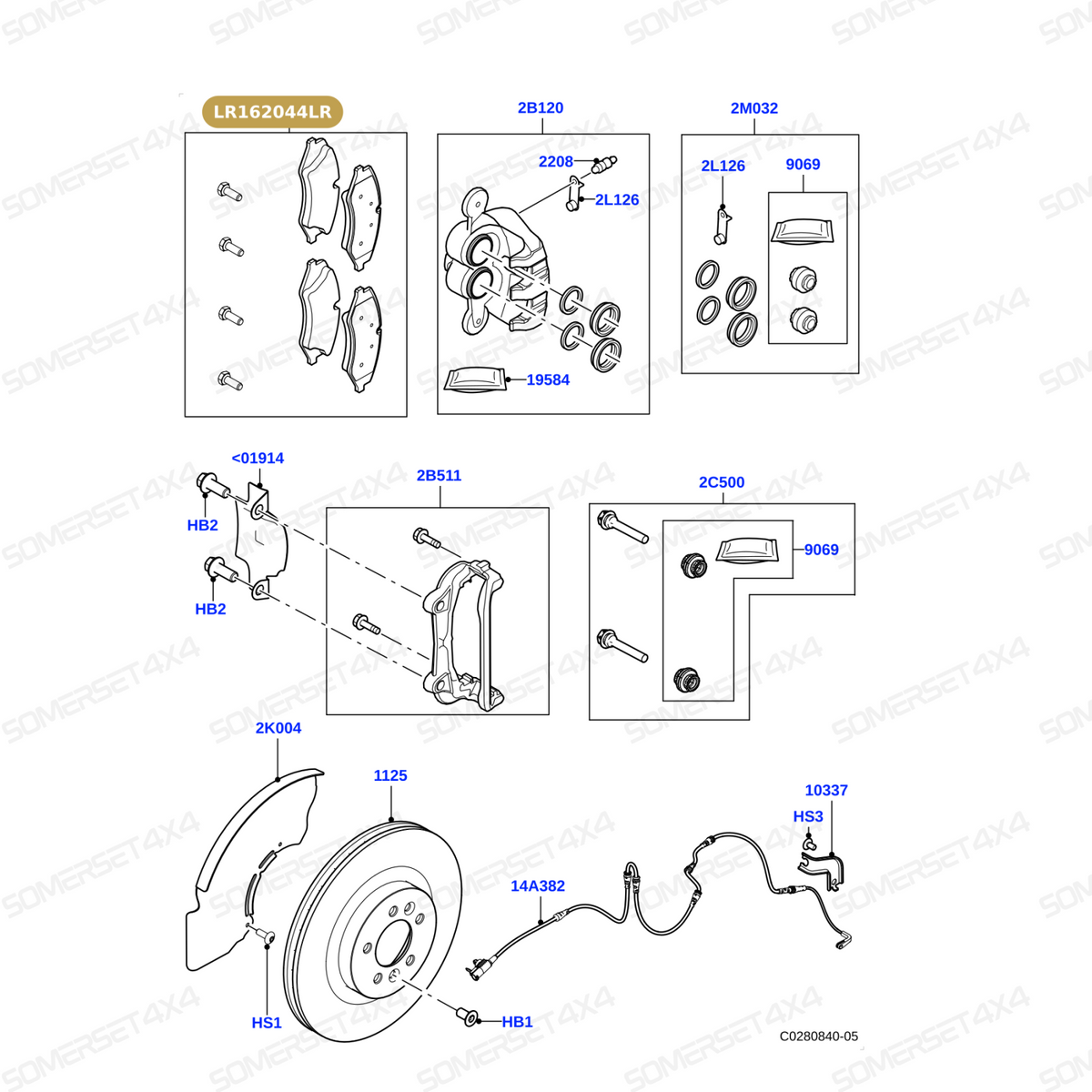 LR162044LR GENUINE LAND ROVER - KIT - CALIPER BRAKE PAD