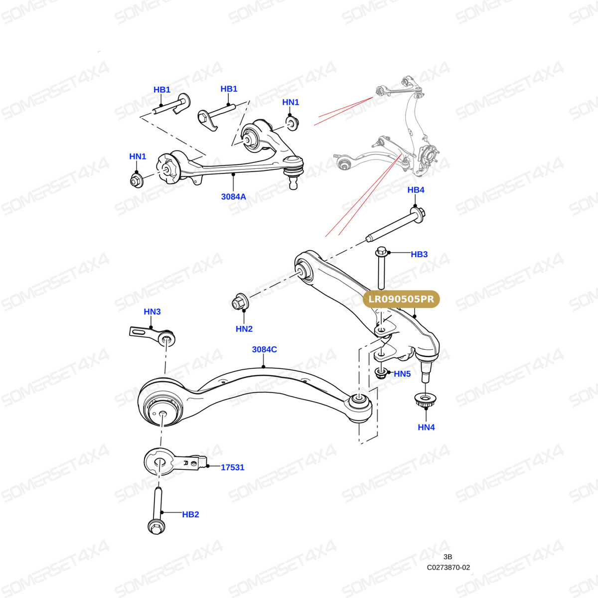 LR090505PR LAND ROVER - SUSPENSION ARM FRONT LOWER LATERAL RH From PROEVO+