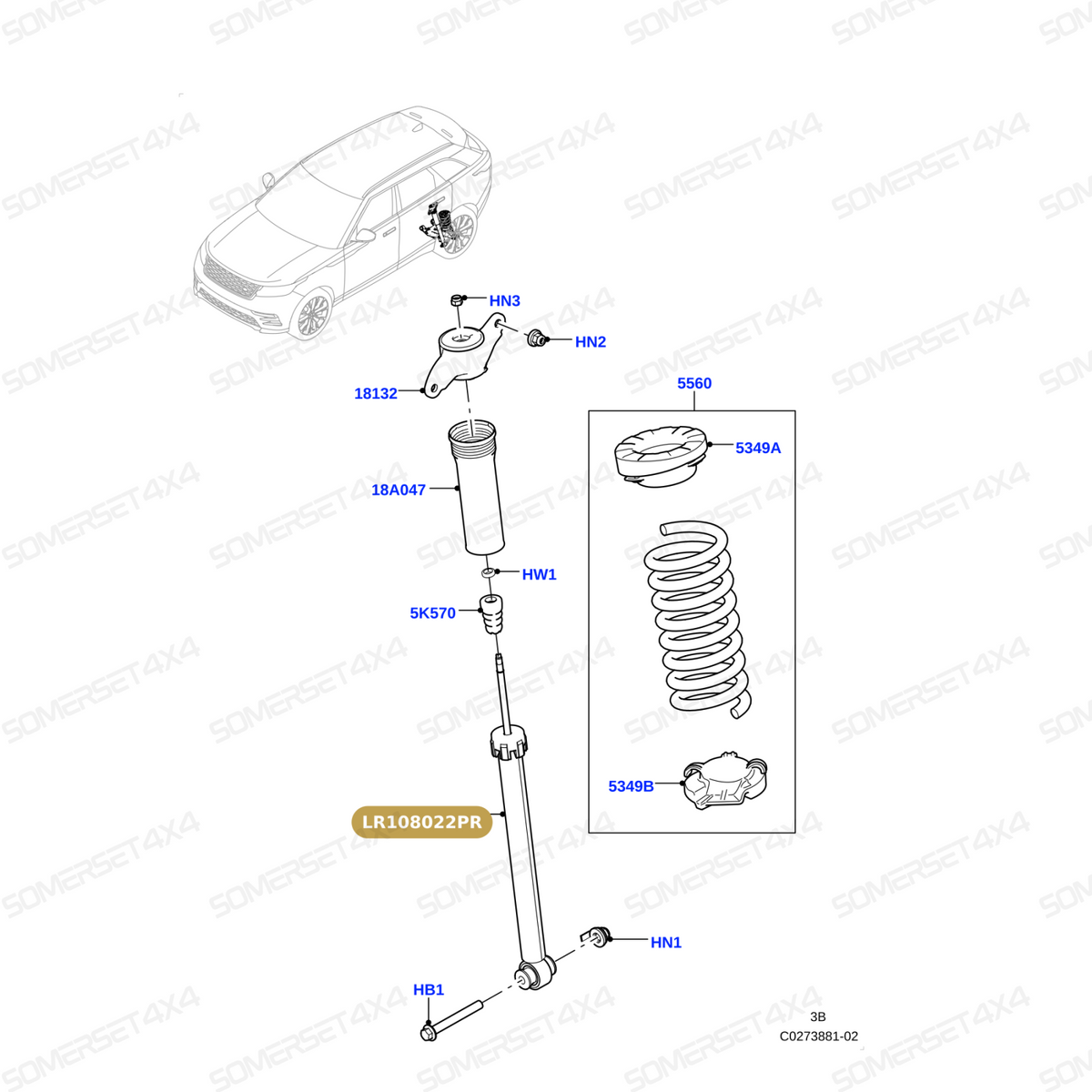 LR108022PR LAND ROVER - SHOCK ABSORBER - REAR - WITH CVD From PROEVO+