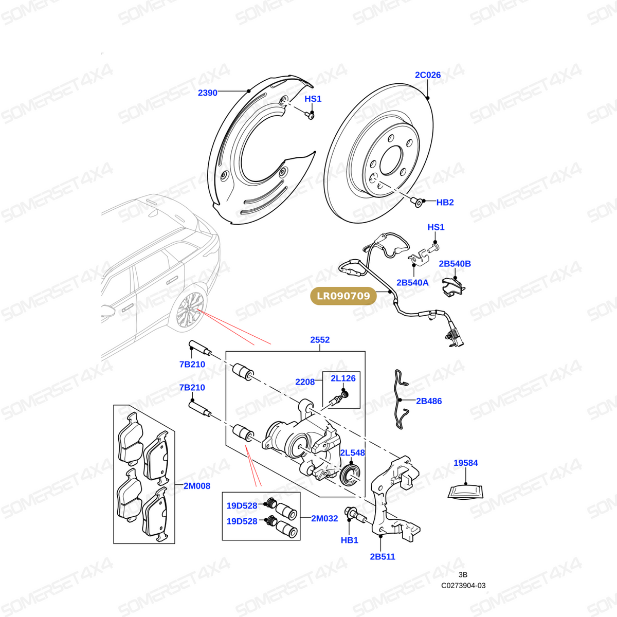 LR090709 LAND ROVER - SENSOR-BRAKE WEAR-REAR (-R DYNAMIC) L560 From AUTOTEC