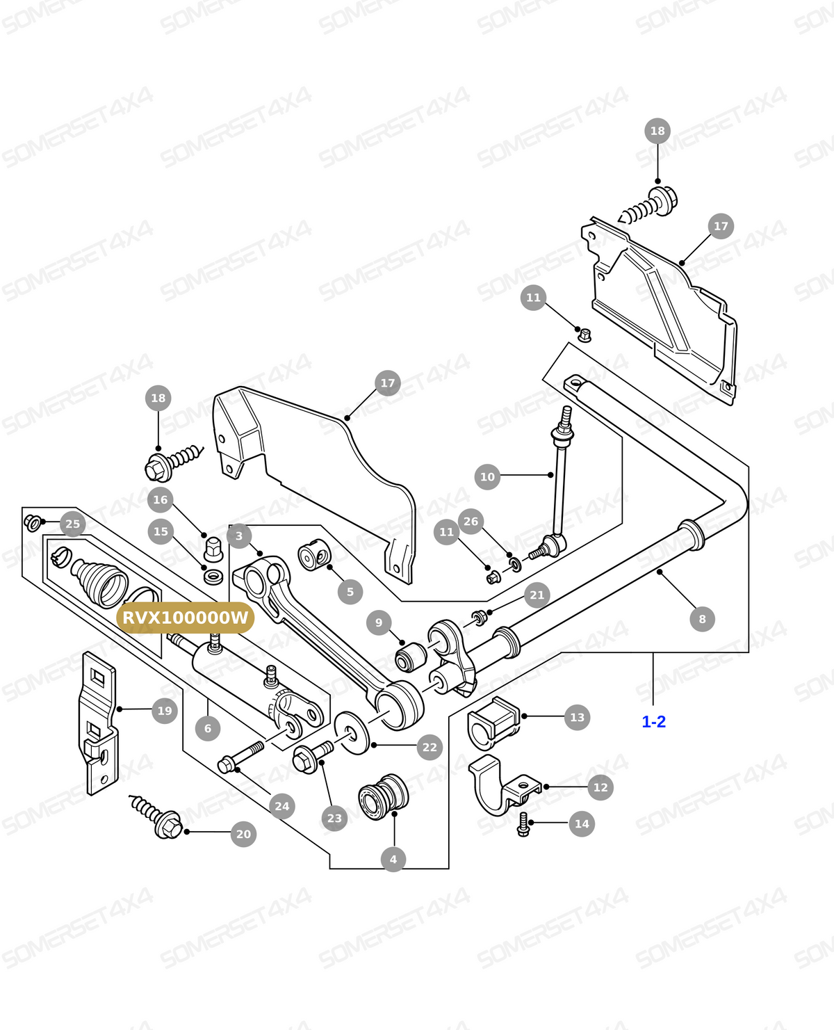 RVX100000W LAND ROVER - BOOT - KIT - ANTI ROLL BAR - WITH ACE - WITH AIR SUSPENSION From BWI