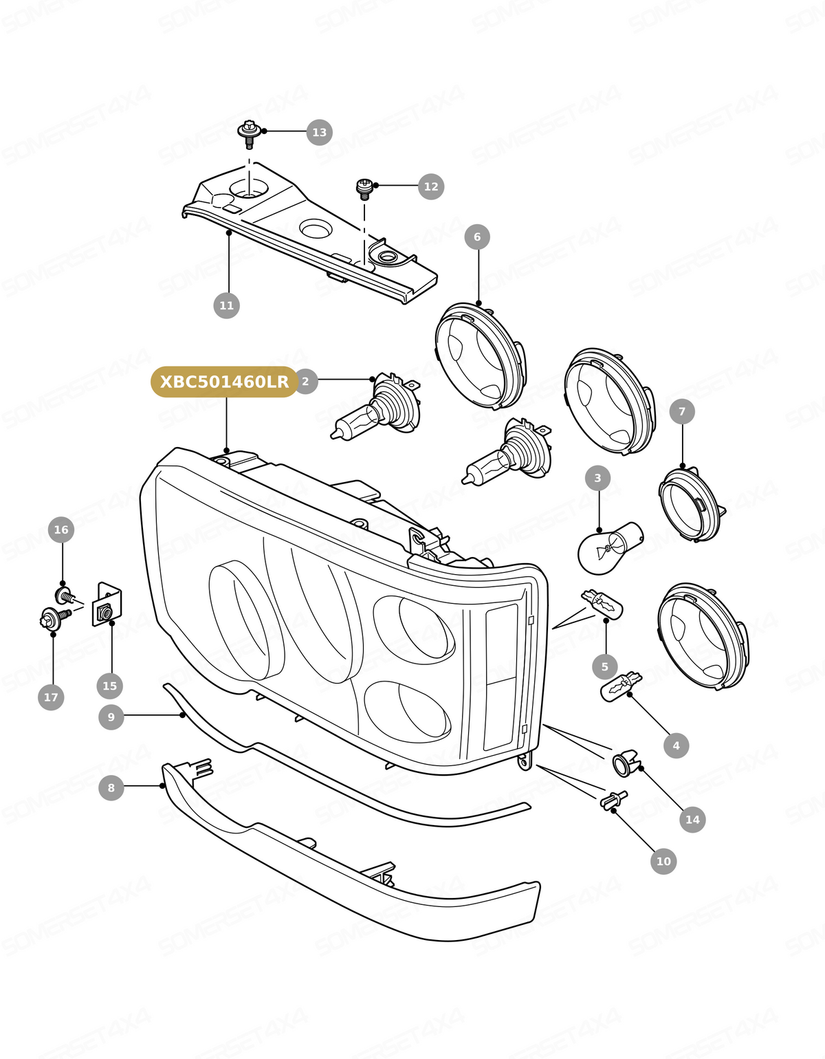 XBC501460LR GENUINE LAND ROVER - HEADLAMP