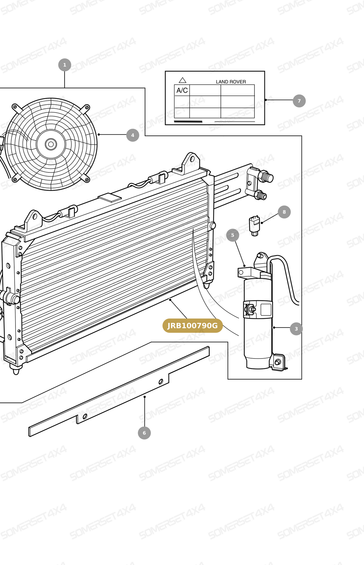 JRB100790G LAND ROVER - CONDENSER ASSY From NISSENS