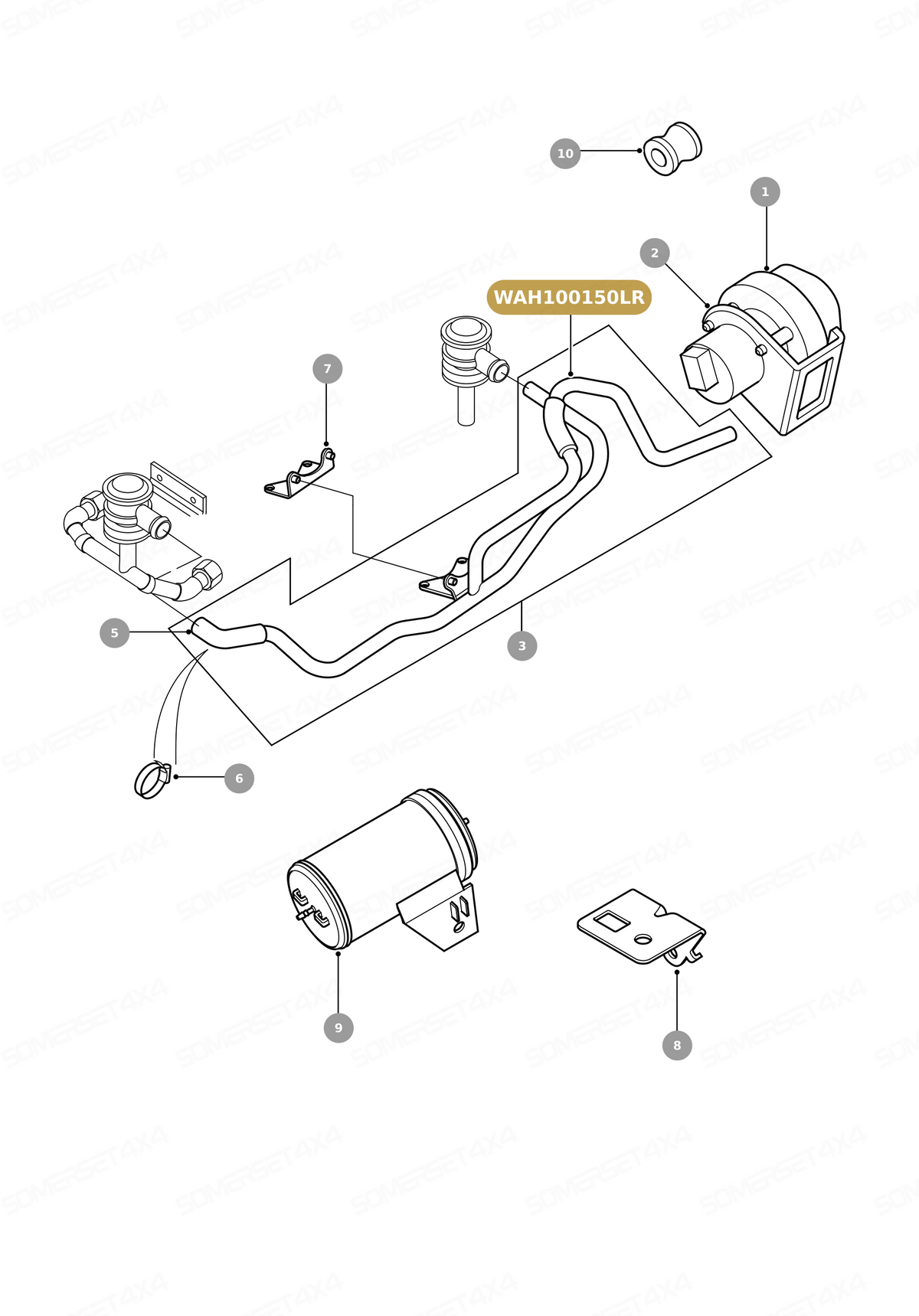 WAH100150LR GENUINE LAND ROVER - HOSE