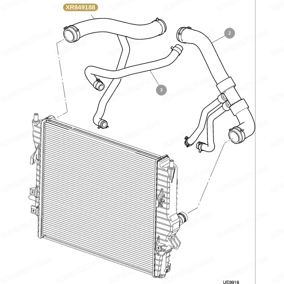 XR849188 GENUINE JAGUAR - HOSE-RADIATOR