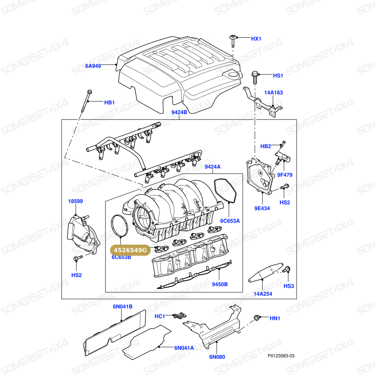 4526549G LAND ROVER - GASKET-INLET MANIFOLD-UPPER (OLD-TYPE) 4.4EFI L319;L320;L322 From PR2 ALLMAKES OE