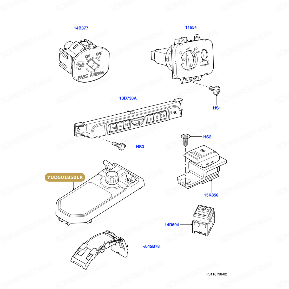 YUD501850LR GENUINE LAND ROVER - SWITCH