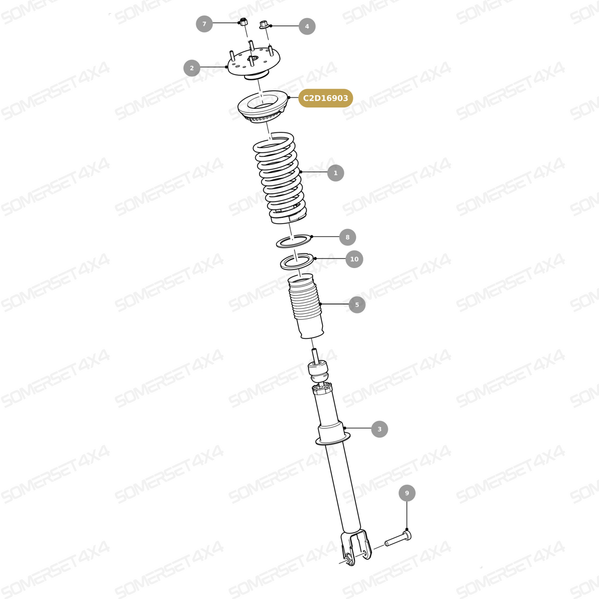 C2D16903 GENUINE JAGUAR - ISOLATOR-SPRING