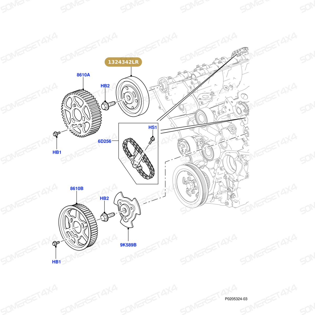 1324342LR GENUINE LAND ROVER - HUB - CAMSHAFT PULLEY