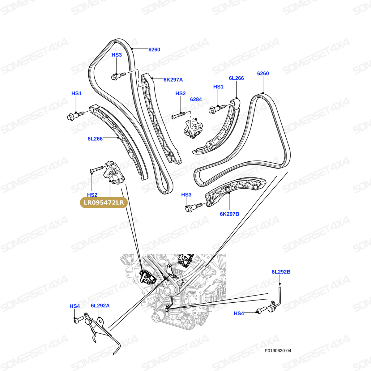 LR095472LR GENUINE LAND ROVER - TENSIONER - TIMING CHAIN
