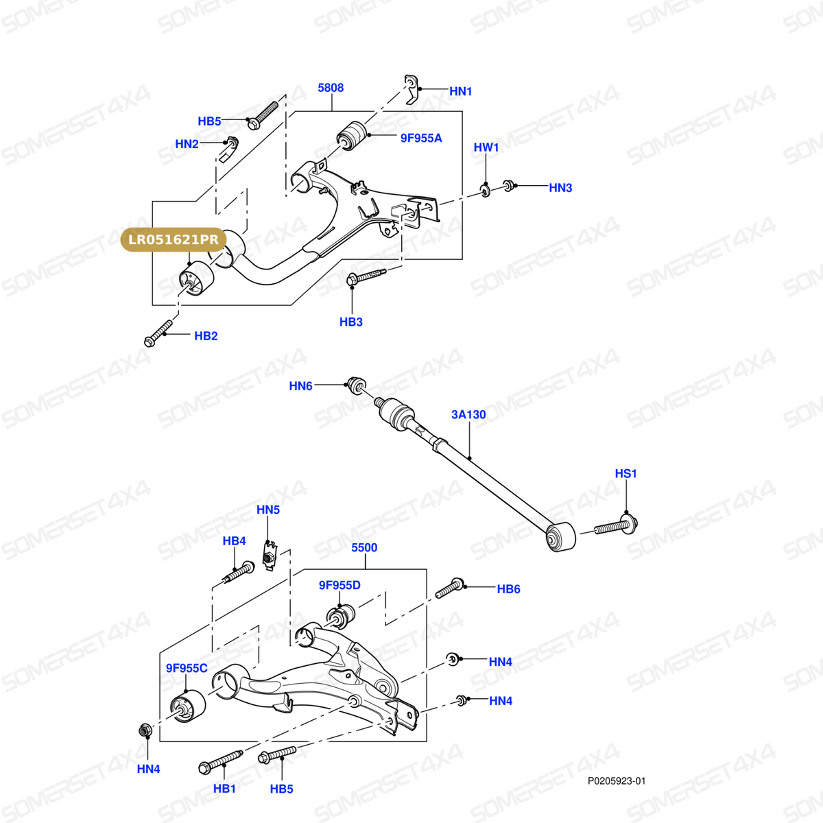 LR051621PR LAND ROVER - BUSH - SUSPENSION ARM - REAR RADIUS ARM From PROEVO+