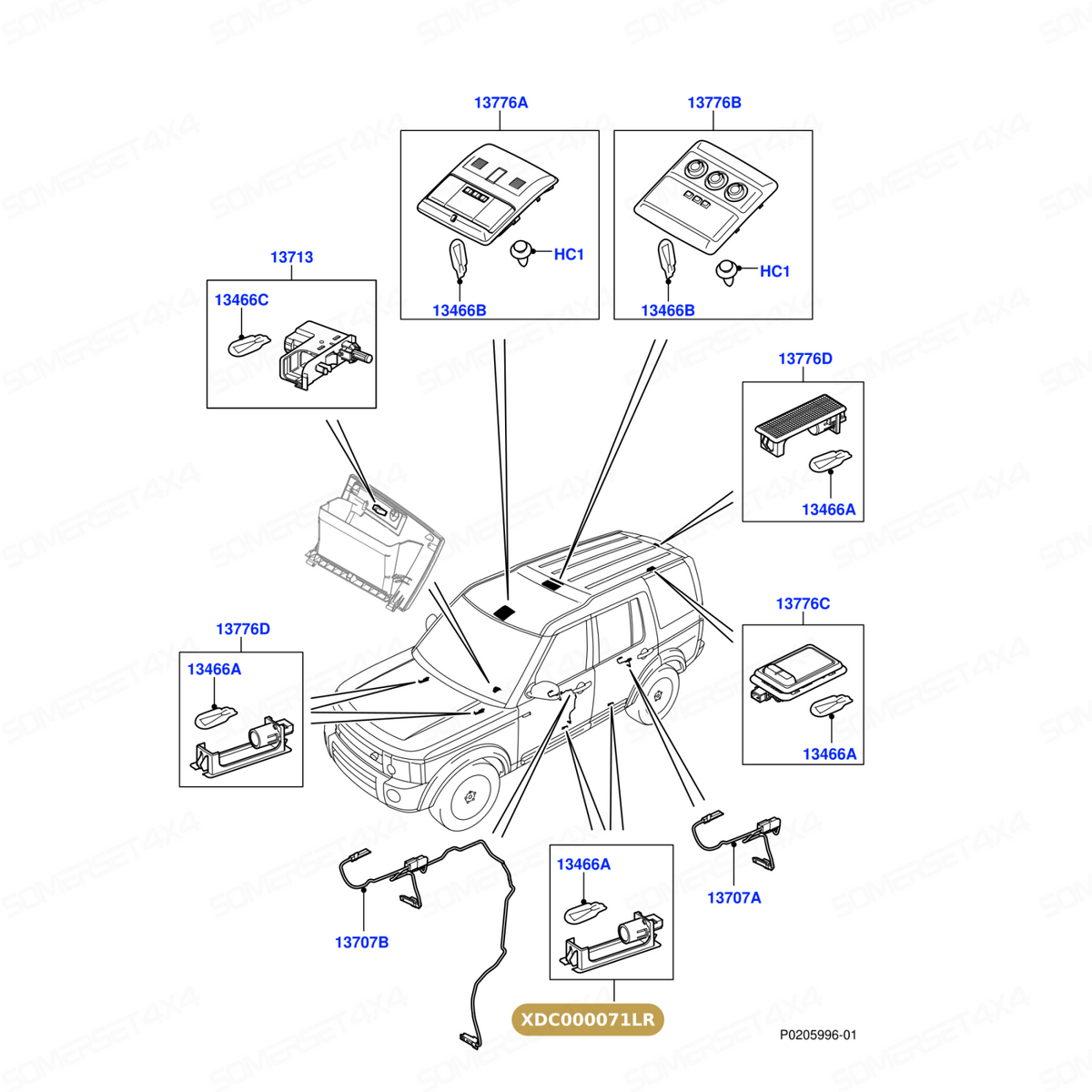 XDC000071LR GENUINE LAND ROVER - LAMP - INTERIOR